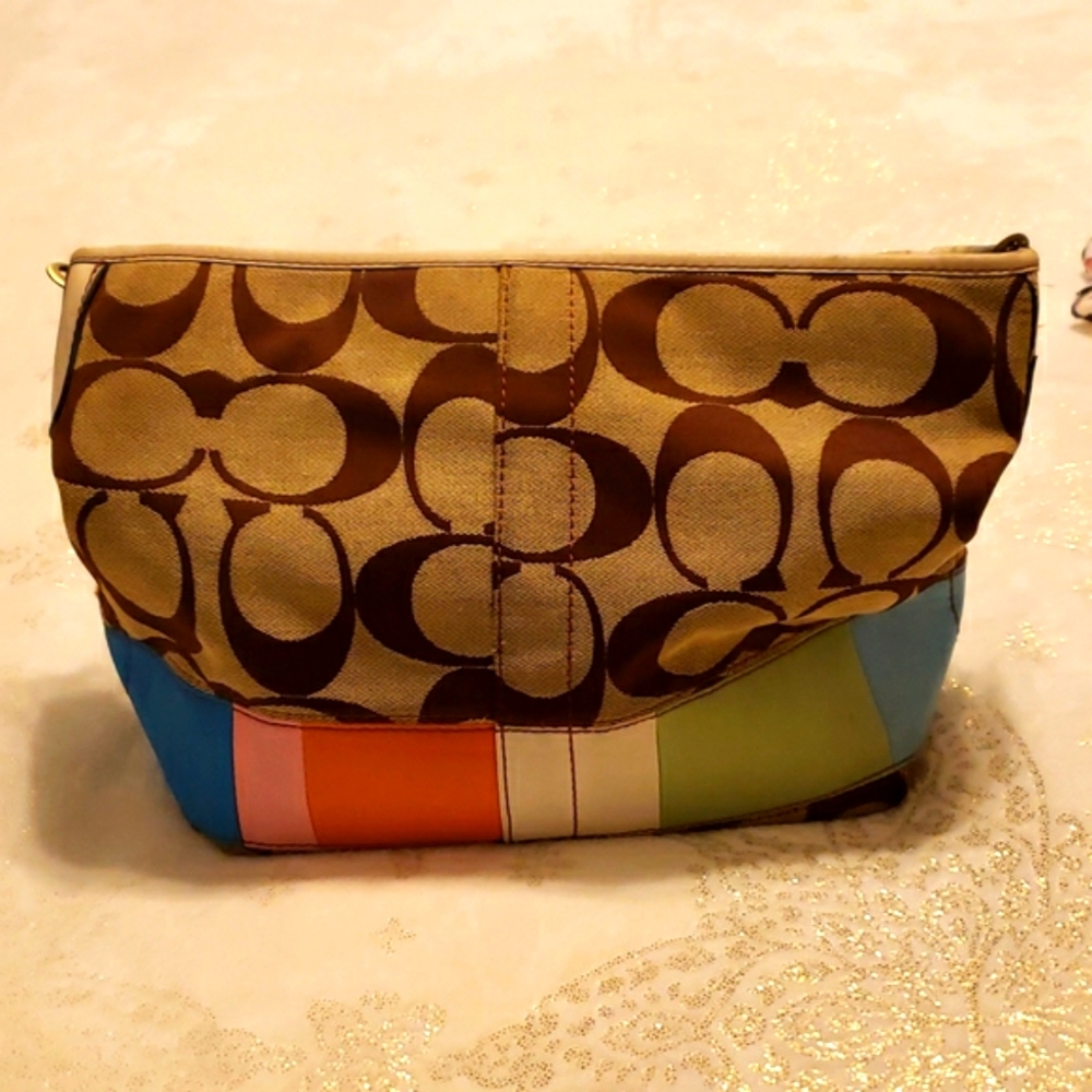 COACH, Classic & Multi Colored, White Leather Bottom, Shoulder Bag